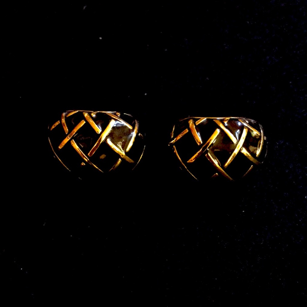 St. John Vintage Black & Gold "Vintage" Earrings